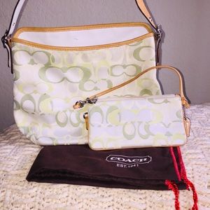 Green and white Coach set